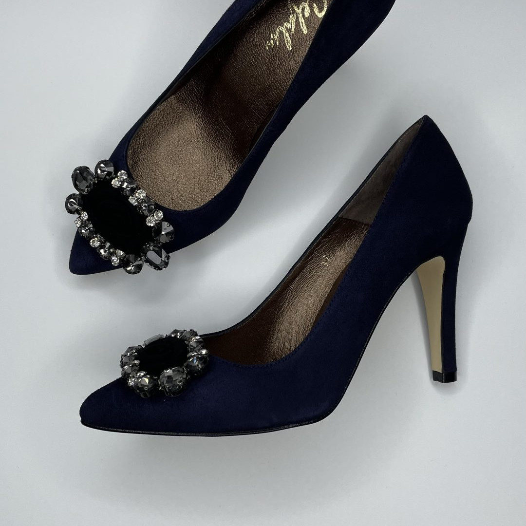 Cefalu Milux stiletto court shoe navy