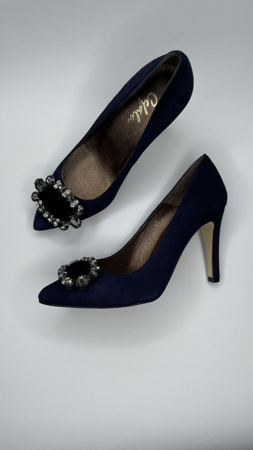 Cefalu Milux stiletto court shoe navy
