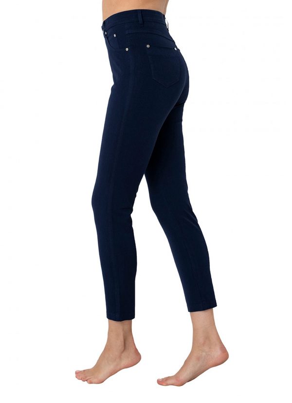 Marble Cotton rich 2400 4 way stretch high waisted jean with 7/8ths slim leg
