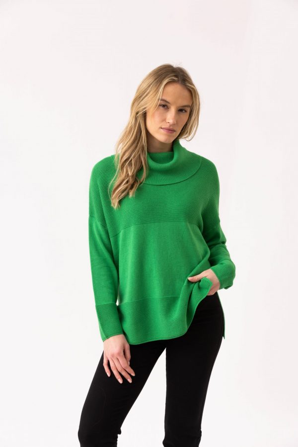 Marble 8077 100% cotton oversized fit cowl neck sweater