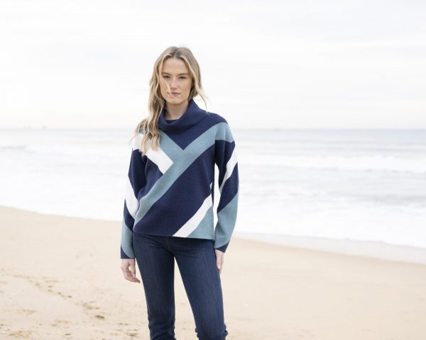 Marble 8109 Cotton rich jacquard knit relaxed fit sweater - Image 4