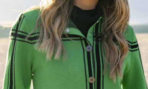 Marble 8111 Relaxed fit 3 colour check jacquard knit jacket - Image 3