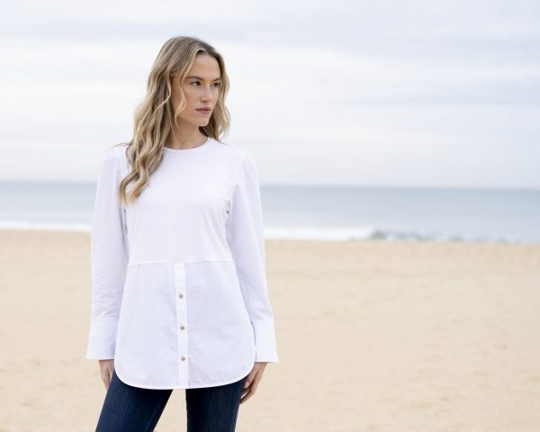 Marble 8147 Round neck relaxed fit top with shirt tail and exaggerated cuff - Image 11