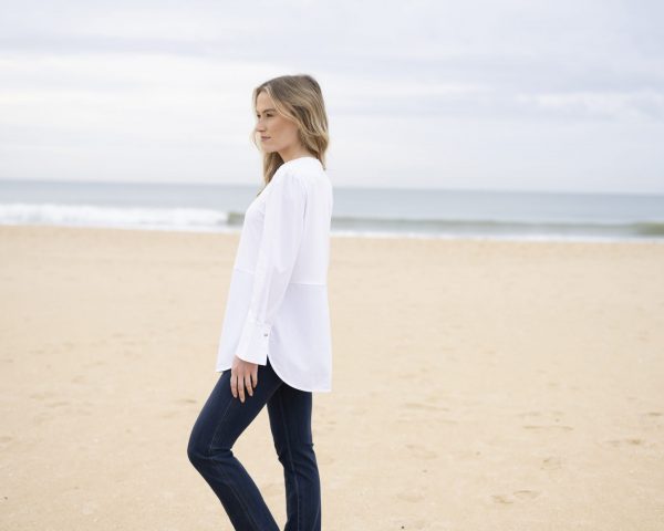 Marble 8147 Round neck relaxed fit top with shirt tail and exaggerated cuff - Image 4