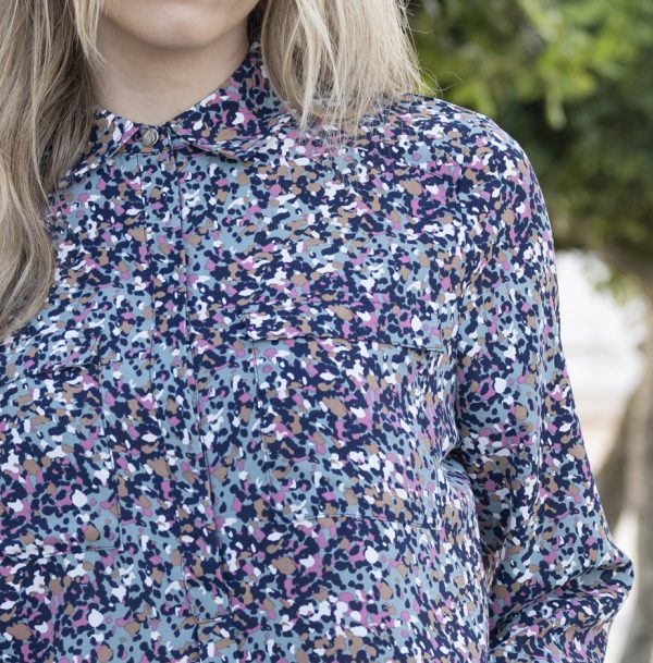 Marble 8156 Lightweight v neck half placket collar blouse - Image 4