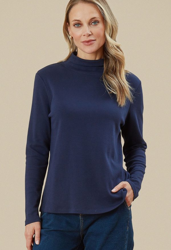 Adini - Brianti - brushed cotton Polo neck jumper