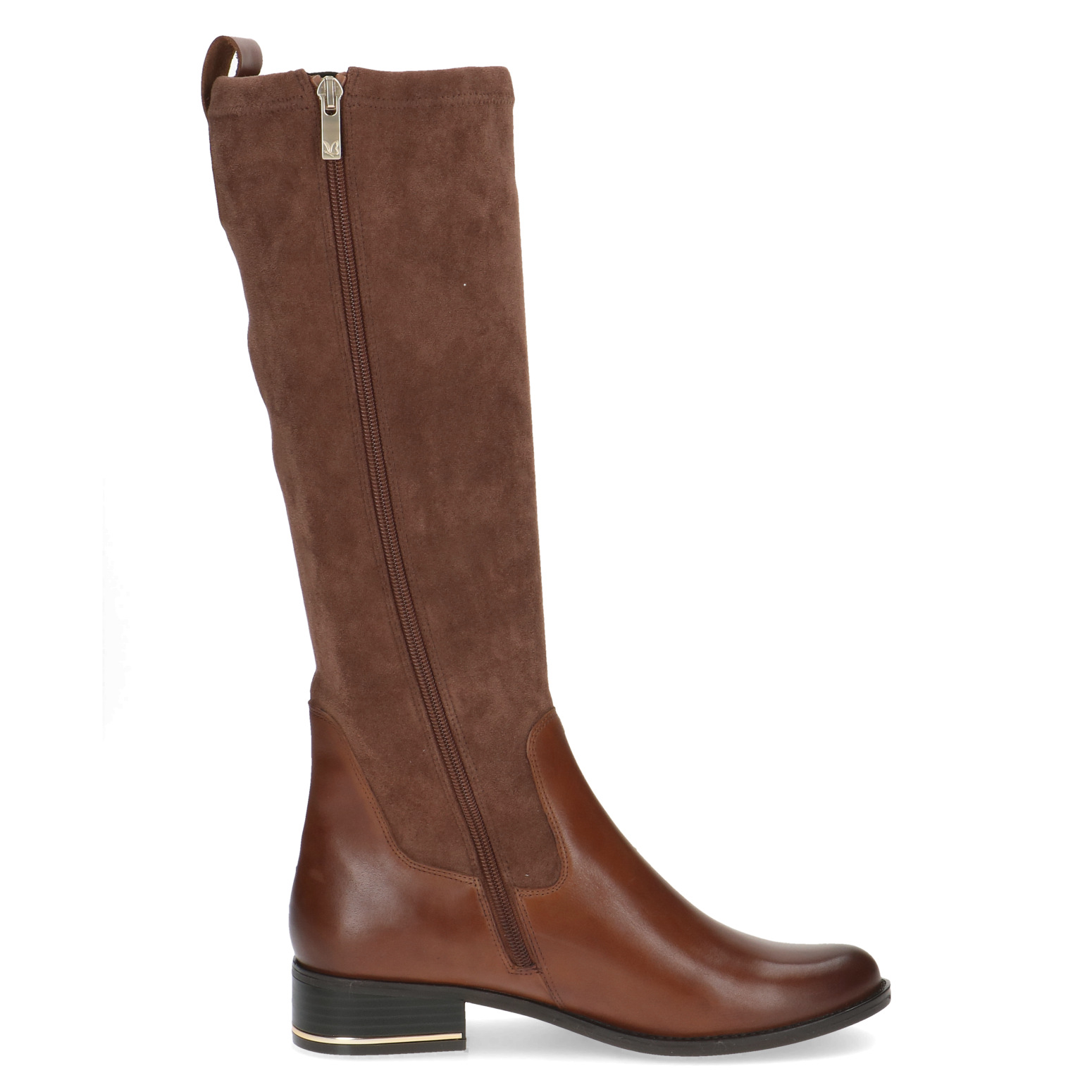 Caprice Leather and Textile Stretch Knee Length Boot - Cognac 25514 - Image 4