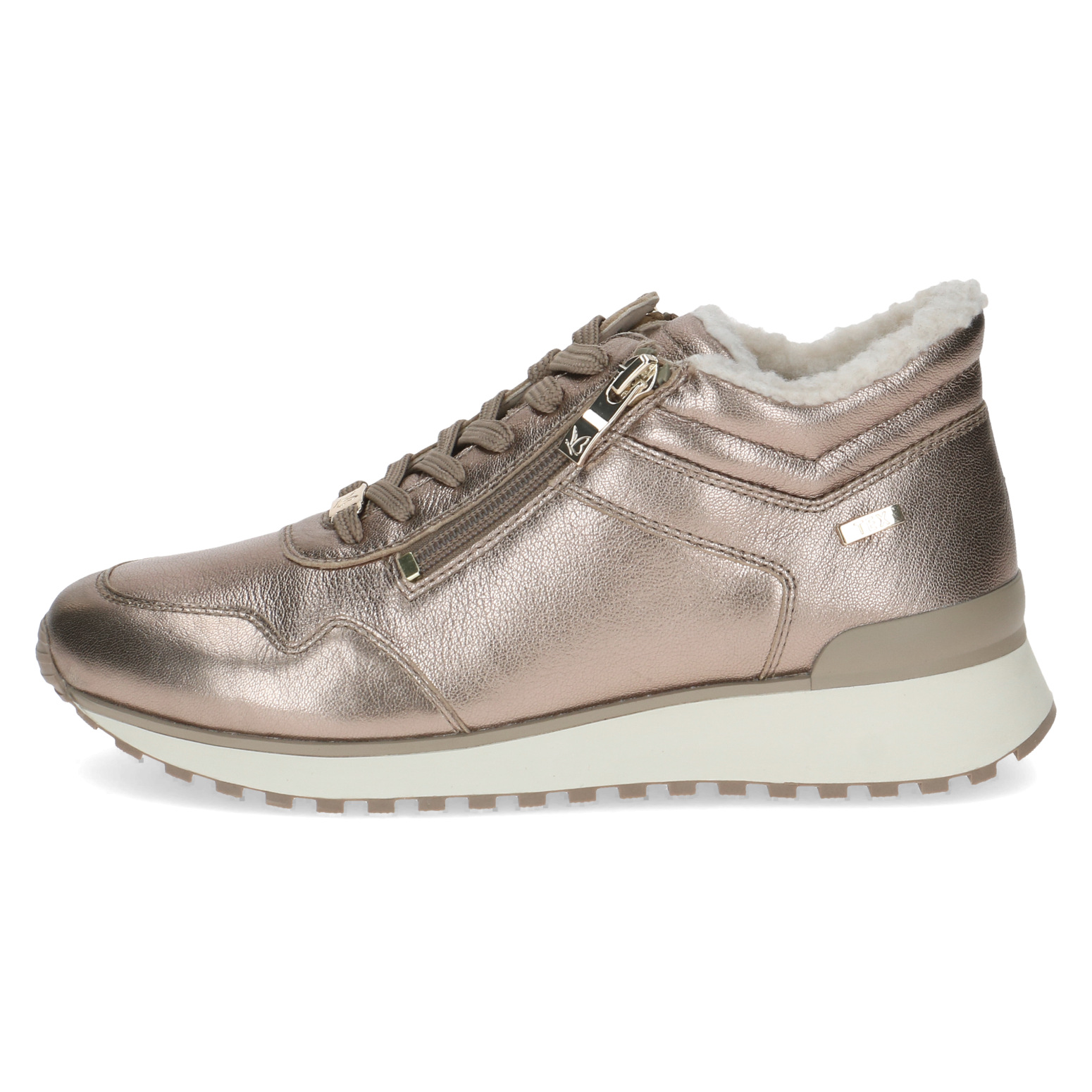 Caprice 26201 showerproof leather ankle trainer boot in taupe metallic - Image 3