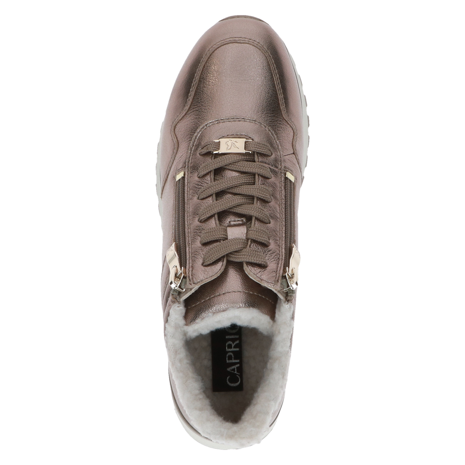 Caprice 26201 showerproof leather ankle trainer boot in taupe metallic - Image 2
