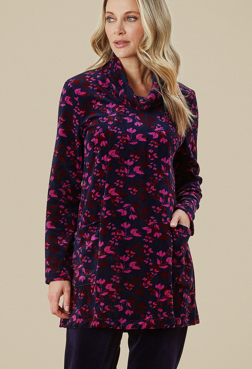 Adini Dora Tunic - Velveteen Leaf print - Image 2