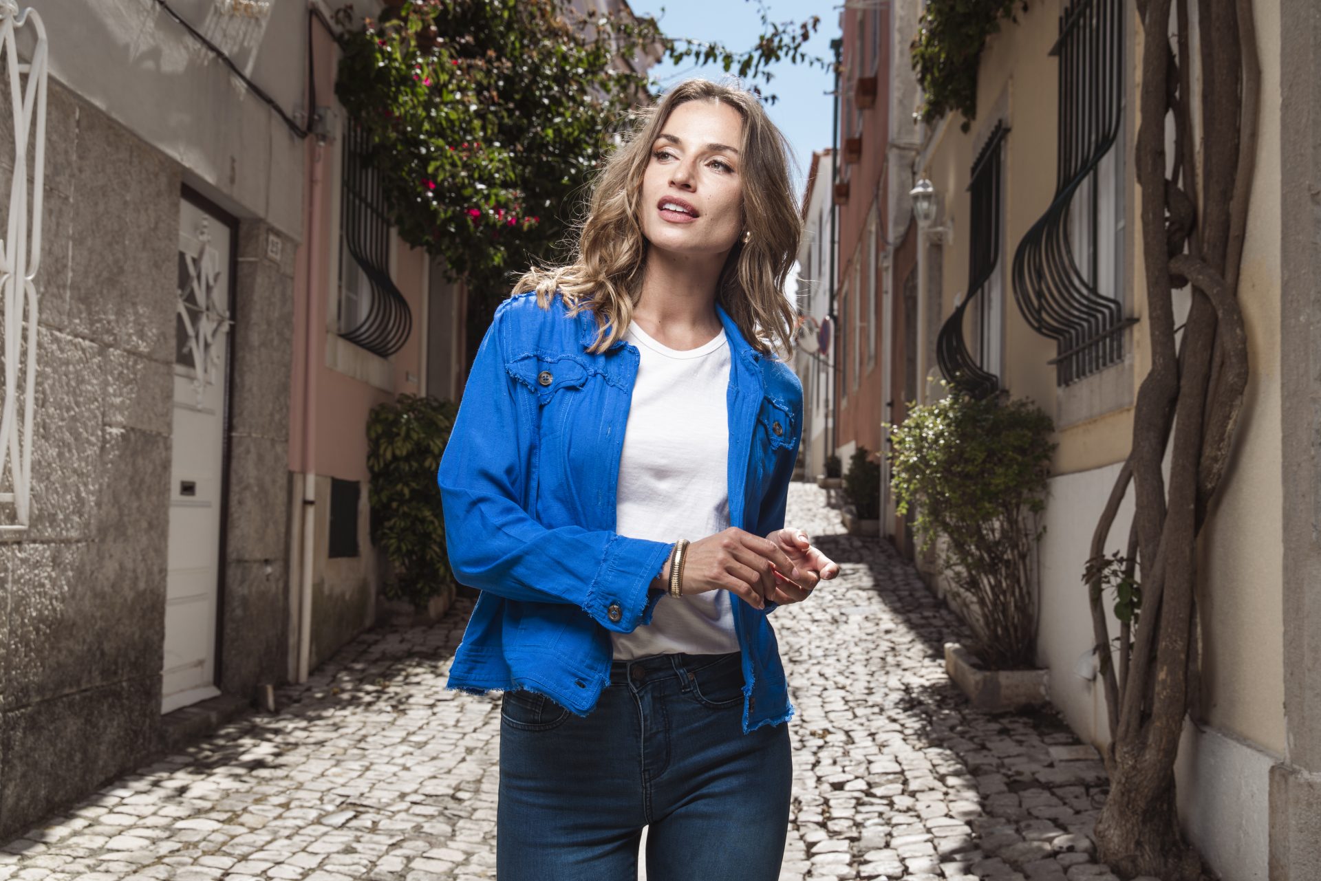 Orientique Lightweight cotton, rayon and linen mix Essentials Jacket - Image 5