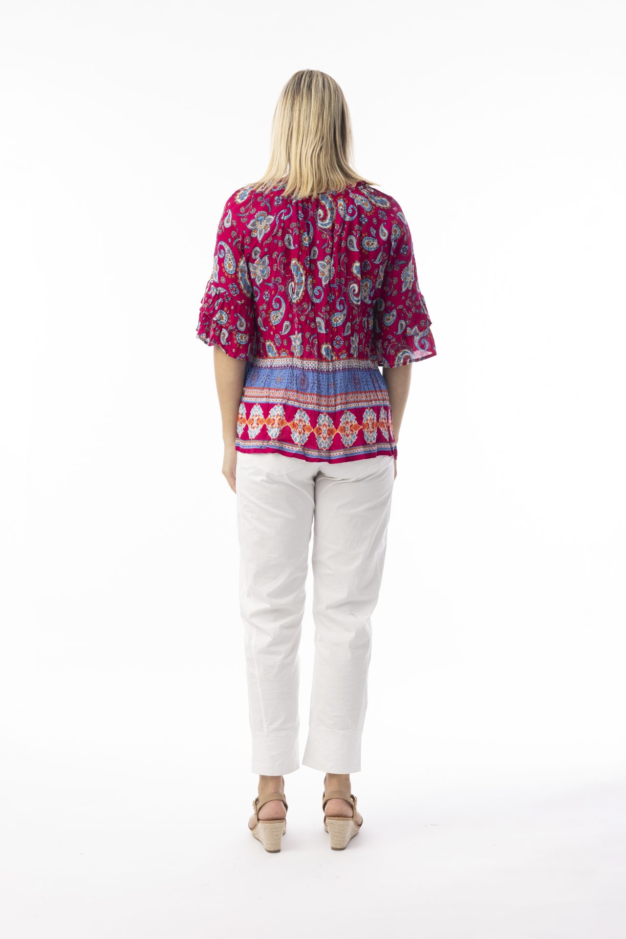 Orientique Paisley print Boho Top - Pink - Image 2