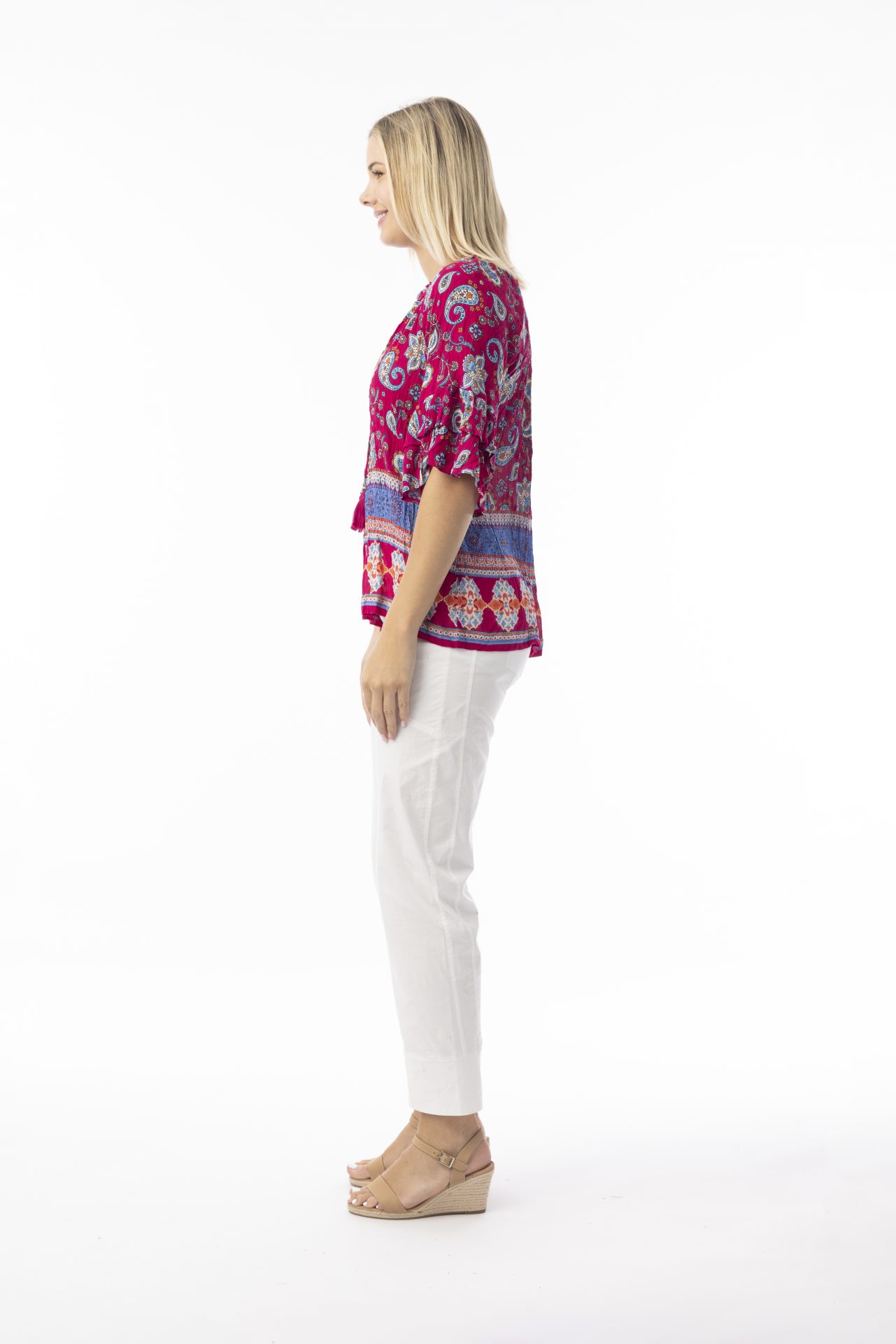 Orientique Paisley print Boho Top - Pink - Image 3