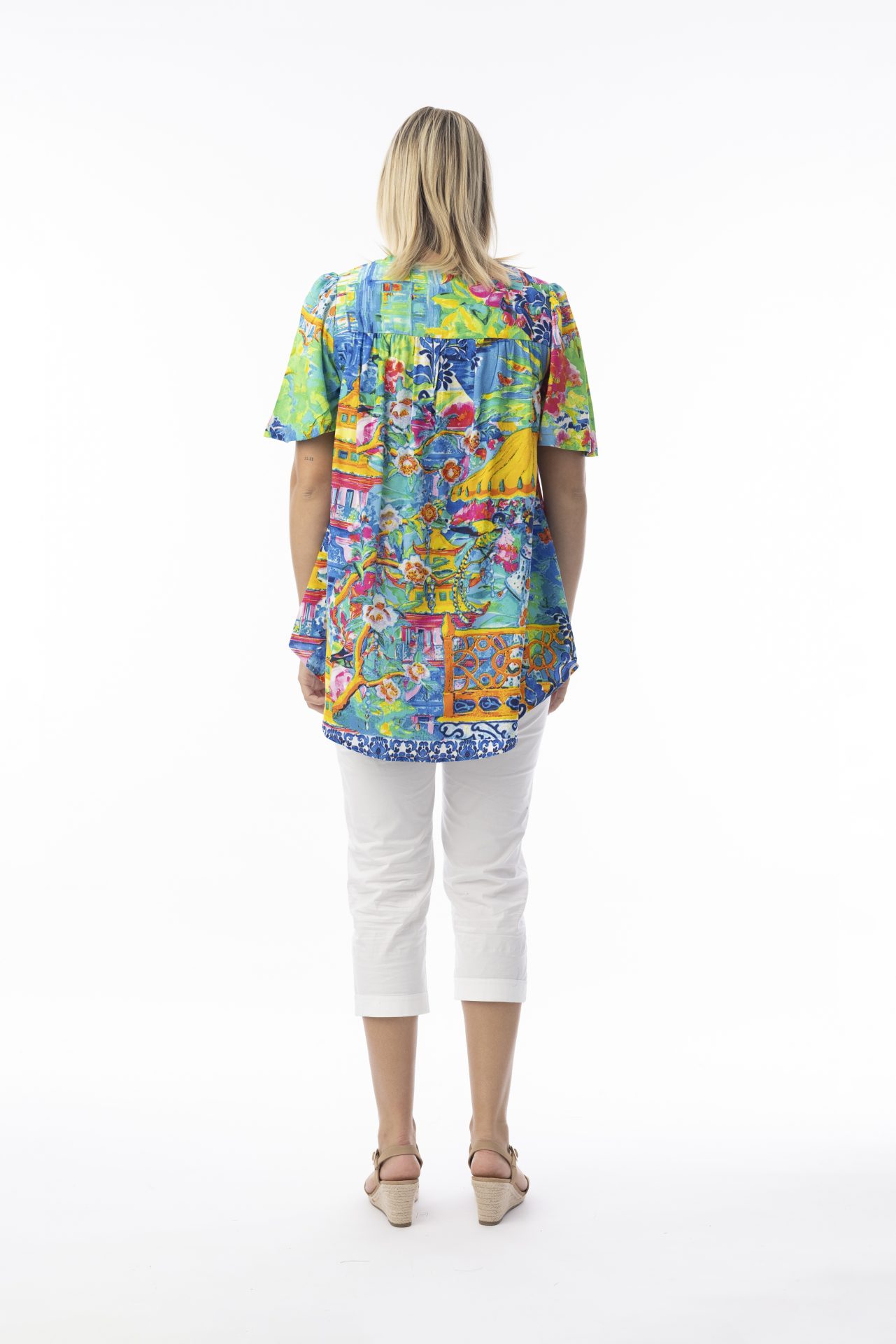 Orientique Okayama V neck top with short loose sleeve - Image 3