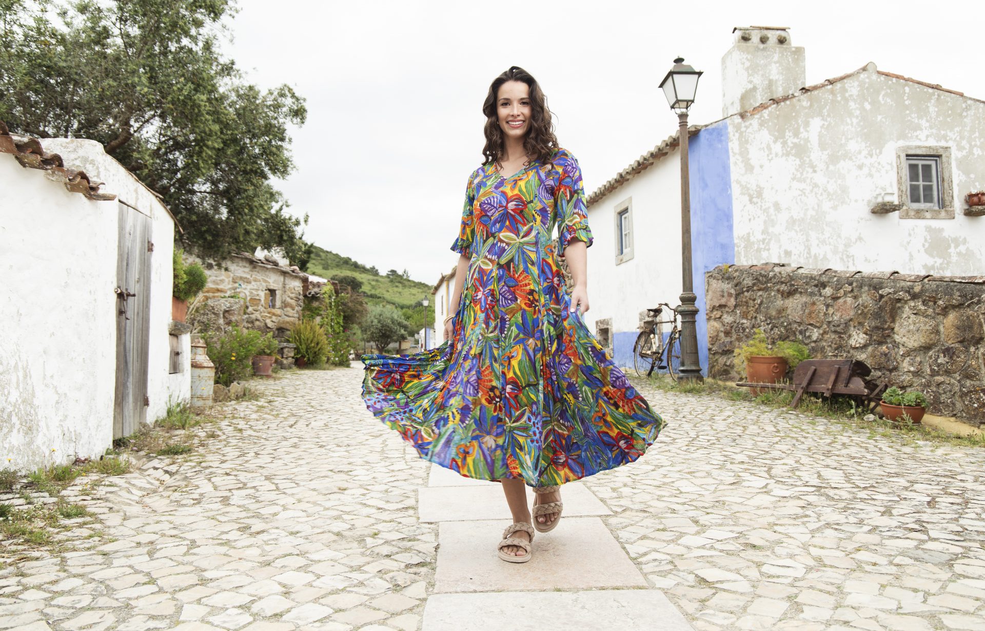 Orientique Zapallar Lightweight 100% Rayon godet short sleeved dress - Image 9