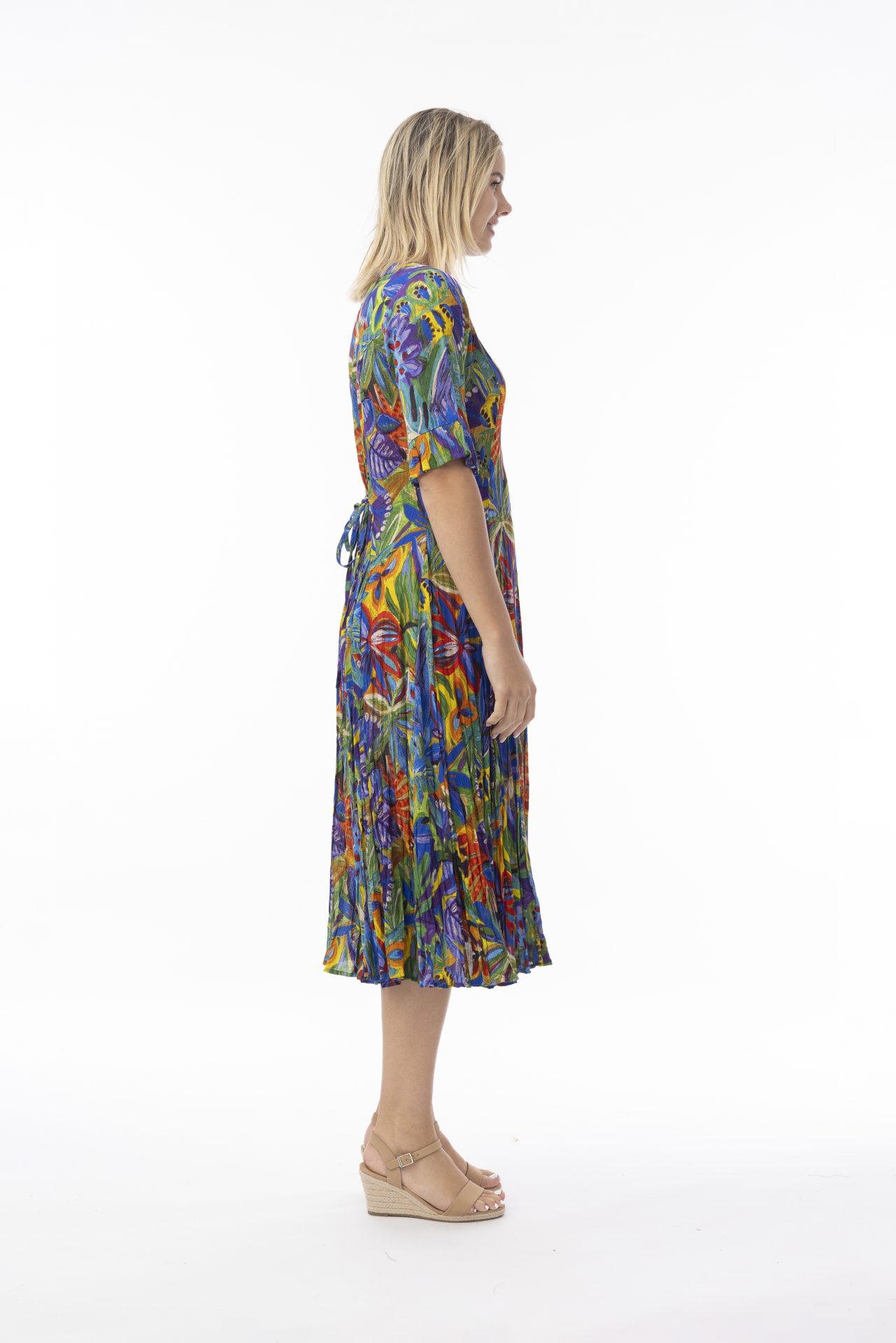 Orientique Zapallar Lightweight 100% Rayon godet short sleeved dress - Image 3