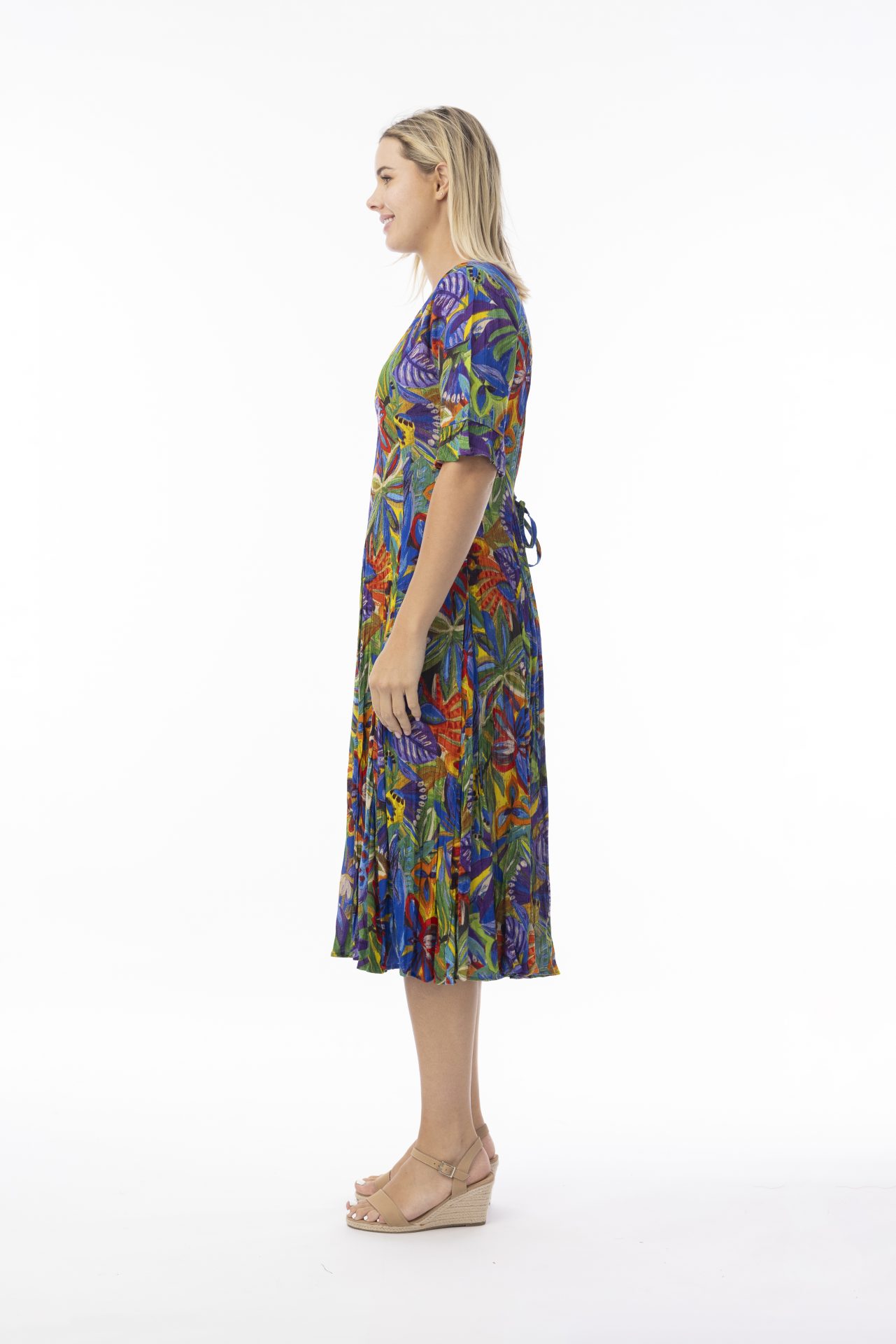 Orientique Zapallar Lightweight 100% Rayon godet short sleeved dress - Image 2